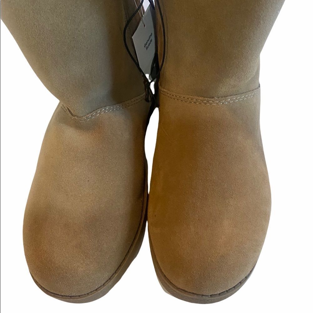 NWT Universal Thread Faux Suede Faux Fur Lined Slip On Boots Tan Womens Size 7